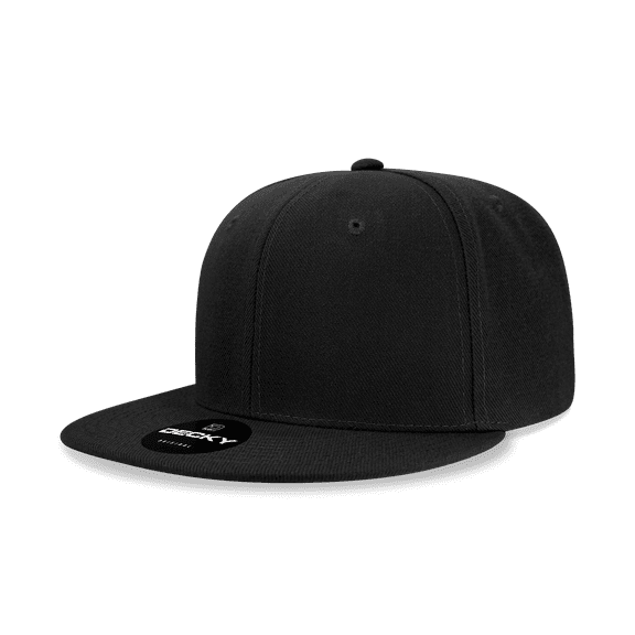 Decky 6020 6 Panel High Profile Structured Acrylic/Polyester Snapback Hat-Black