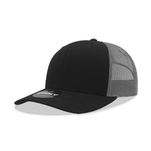 Decky 6021 6 Panel Mid Profile Structured Cotton Blend Trucker-Black/Charcoal