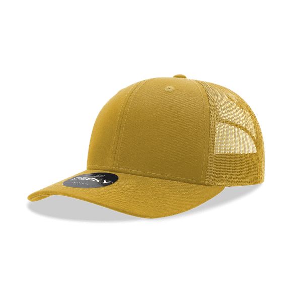 Decky 6021 6 Panel Mid Profile Structured Cotton Blend Trucker-Gold