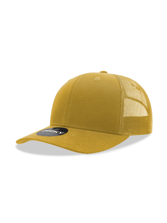 6021 6 Panel Mid Profile Structured Cotton Blend Trucker-Gold