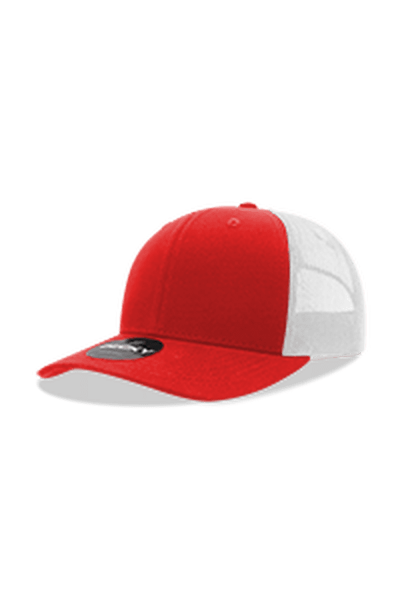 6021 Mid Profile 6 Panel Poly Cotton Trucker Cap - Red White
