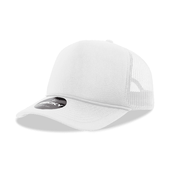 Decky 6025 5 Panel Mid Profile Structured Foam Trucker Hat-White