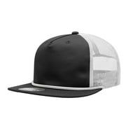 Decky 6041 5 Panel High Profile Relaxed Cotton Blend Trucker w/Rope-Black/White