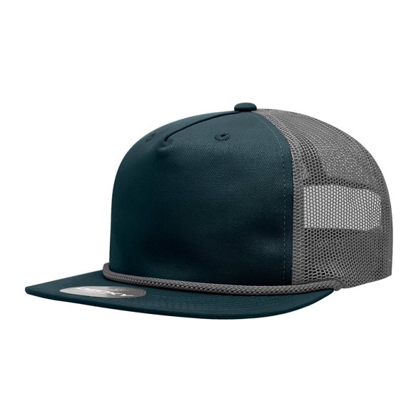 Decky 6041 5 Panel High Profile Relaxed Cotton Blend Trucker w/Rope-Navy/Charcoal