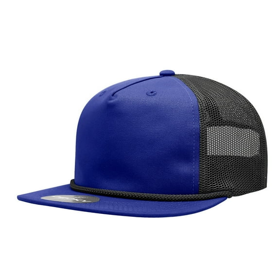 Decky 6041 5 Panel High Profile Relaxed Cotton Blend Trucker w/Rope-Royal/Black