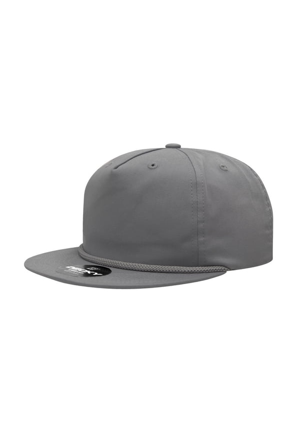 6042 5 Panel High Profile Relaxed Cotton Blend Rope Hat-Grey
