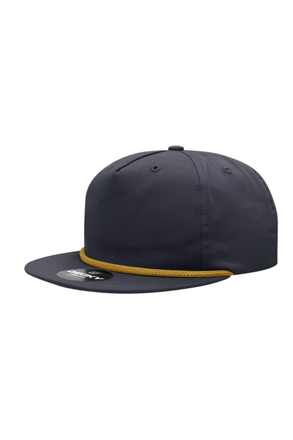 6042 5 Panel High Profile Relaxed Cotton Blend Rope Hat-Navy/Gold