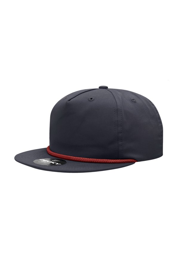 6042 5 Panel High Profile Relaxed Cotton Blend Rope Hat-Navy/Red