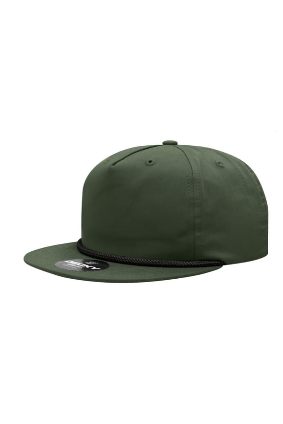 6042 5 Panel High Profile Relaxed Cotton Blend Rope Hat-Olive/Black