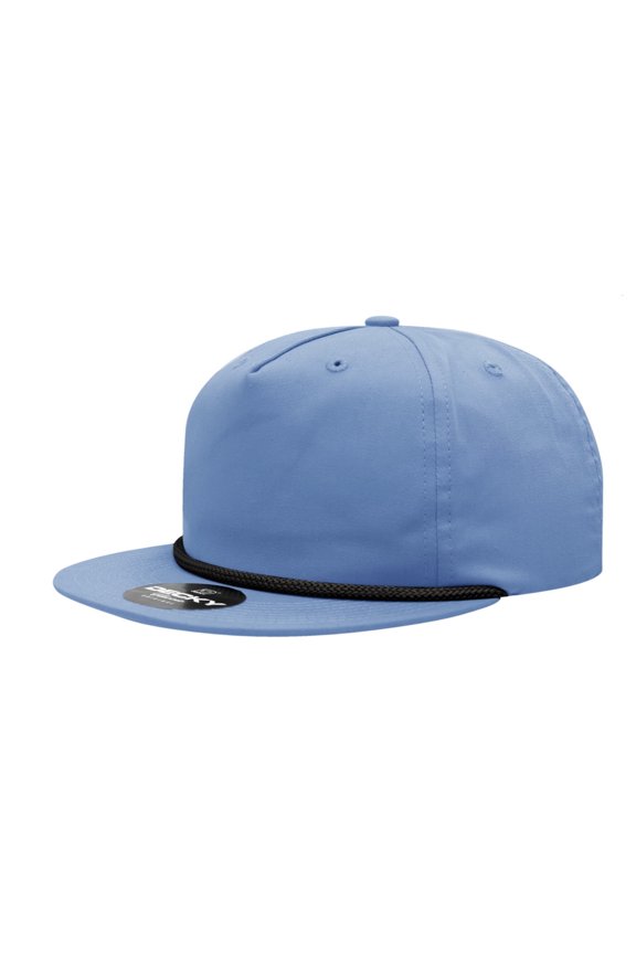6042 5 Panel High Profile Relaxed Cotton Blend Rope Hat-Sky/Black