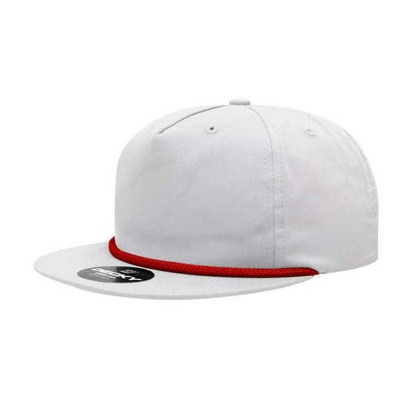 Decky 6042 5 Panel High Profile Relaxed Cotton Blend Rope Hat-White/Red