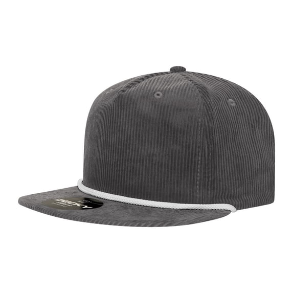 Decky 6043 5 Panel High Profile Relaxed Corduroy Rope Hat-Charcoal/White
