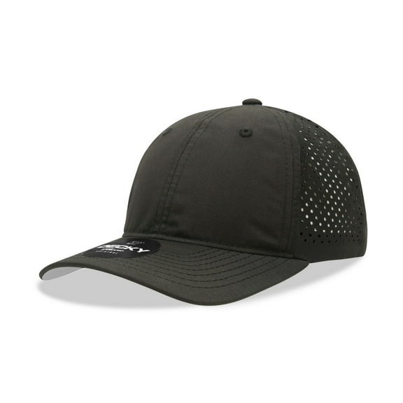 Decky 6224 6 Panel Low Profile Relaxed Perforated Performance Dad Hat-Black