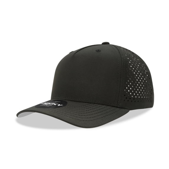 Decky 6225 5 Panel Mid Profile Structured Perforated Performance Cap-Black