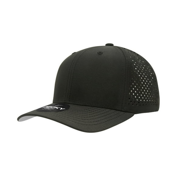 Decky 6227 6 Panel Mid Profile Structured Perforated Performance Cap-Black