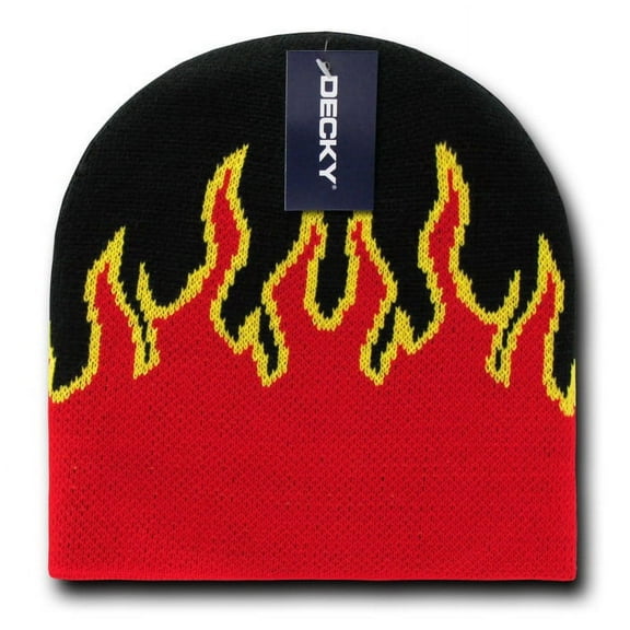 Decky 8003 Fire Beanie, Black/Red/Yellow