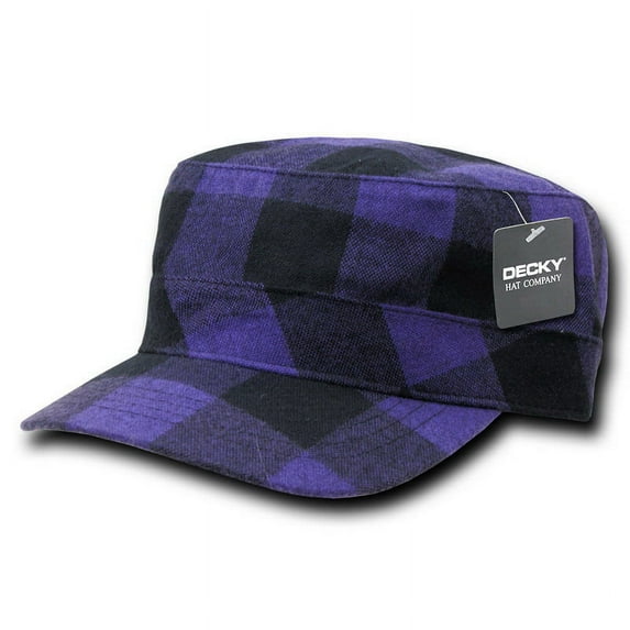 Decky 905-PLAID-PUR Flannel Flat Top Caps, Purple Plaid