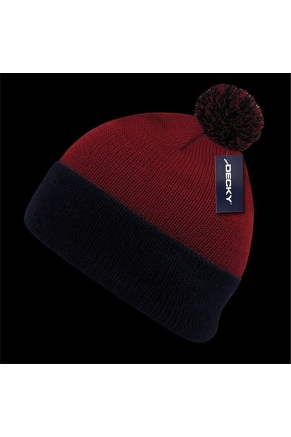 Athletic Pom Pom Beanies, Red/Navy
