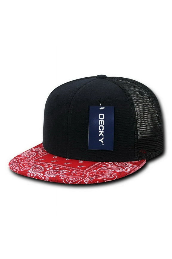 Bandanna Trucker Caps, Black/Red
