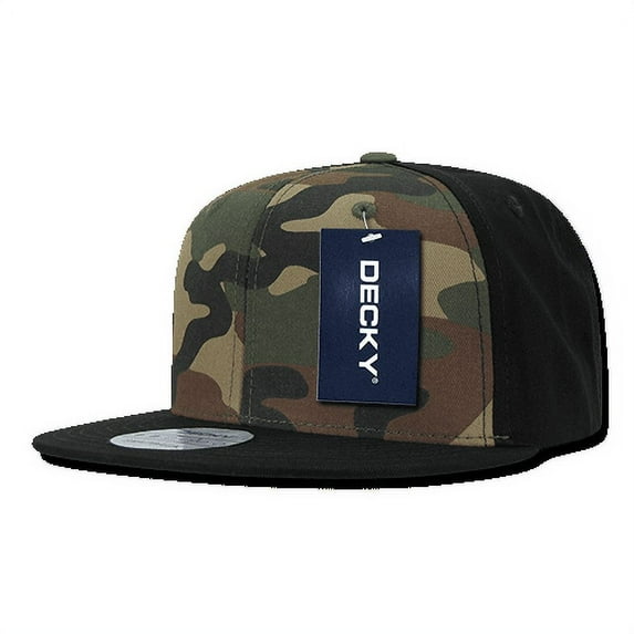 Decky Camouflage Flat Bill Hats Hat Caps Cap Cotton Snapback For Men Women Black/Woodland/Black