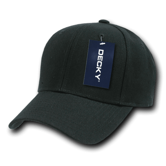 Decky Classic Plain Fitted Pre Curved Bill Baseball Hats Caps Men Women Black