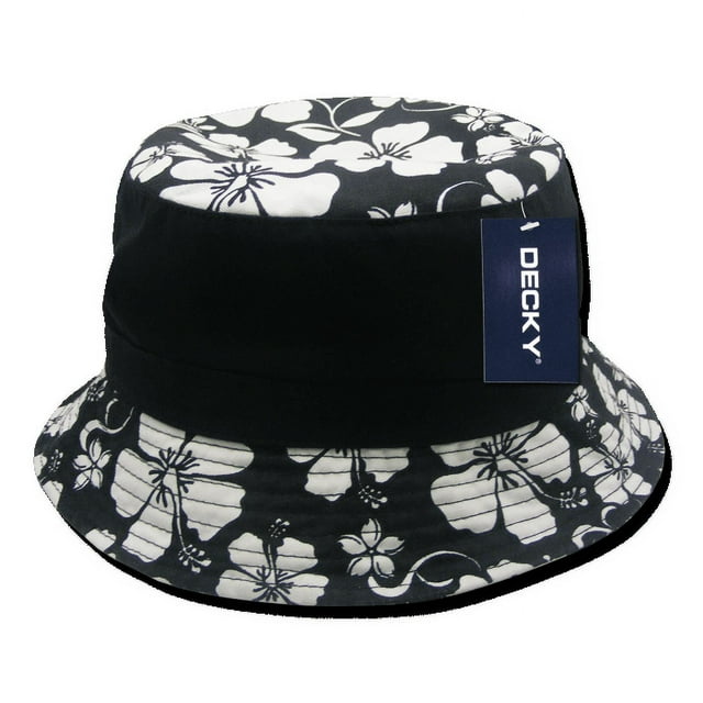 Decky Floral Polo Unconstructed Bucket Caps Hats For Men Women Black