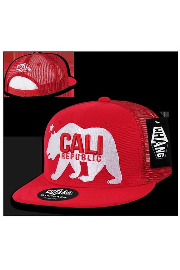 Gomdori Cali Bear Trucker Caps, Red