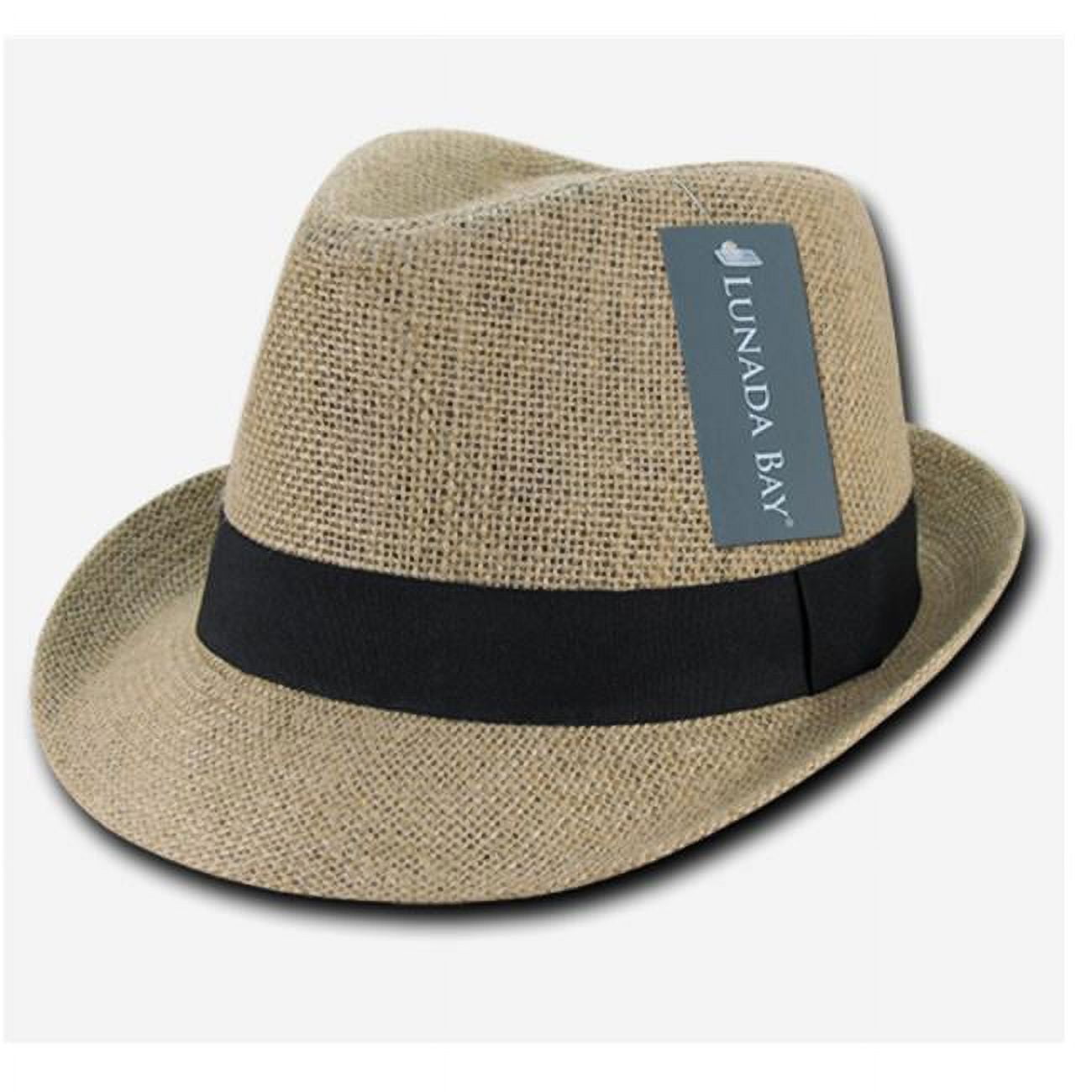 Decky Jute Fedora Black Hat Large & Extra Large Natural