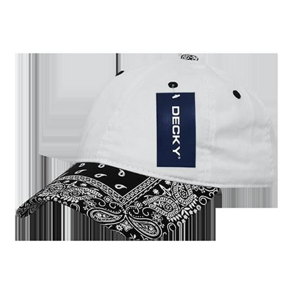 Decky Low Crown  Bandanna Polo Caps - White with Black