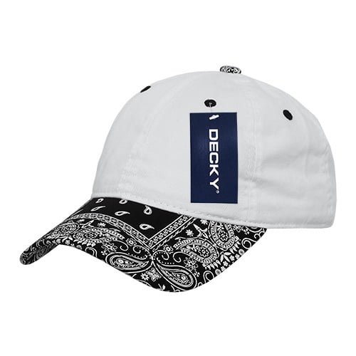 Decky 256 6 Panel Low Profile Relaxed Bandanna Bill Dad Hat-White/Black