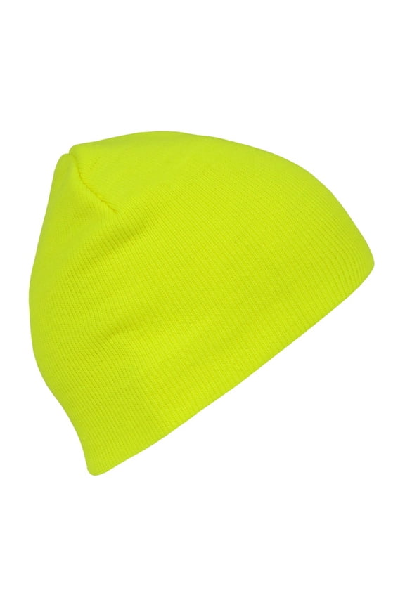 814 Neon Acrylic Short Beanies Hat-Yellow