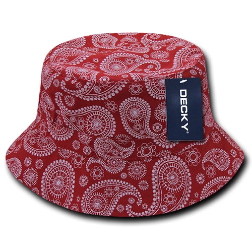 Paisley Bucket Hat, Red, S_M