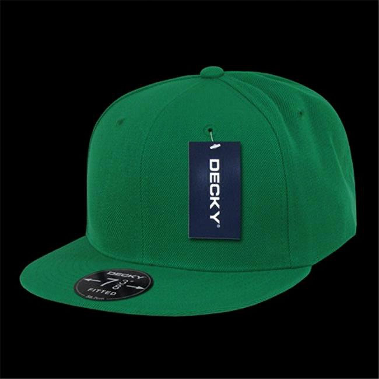 Plain Round Flat Bill Structured Baseball Cap Fitted Hat - Green 7 5/8 ...