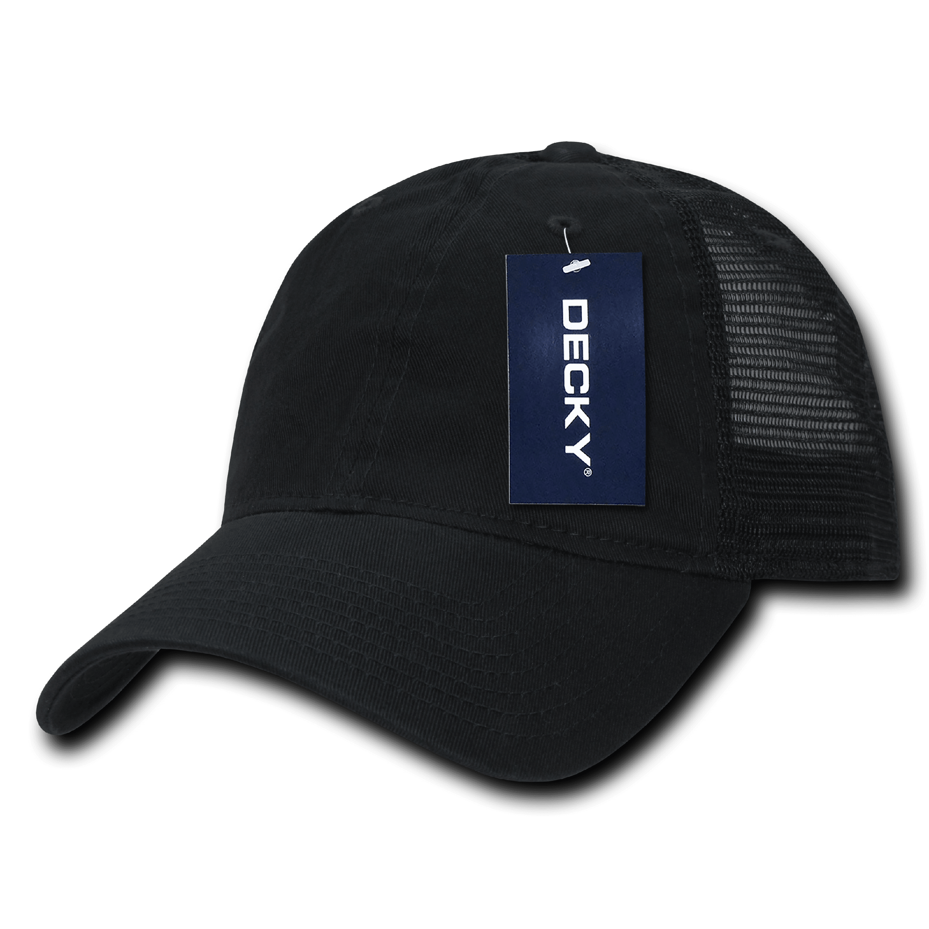 Decky Relaxed Trucker Pre Curved Bill Baseball Snapback Caps Hats Hat Cap  For Men Women Black