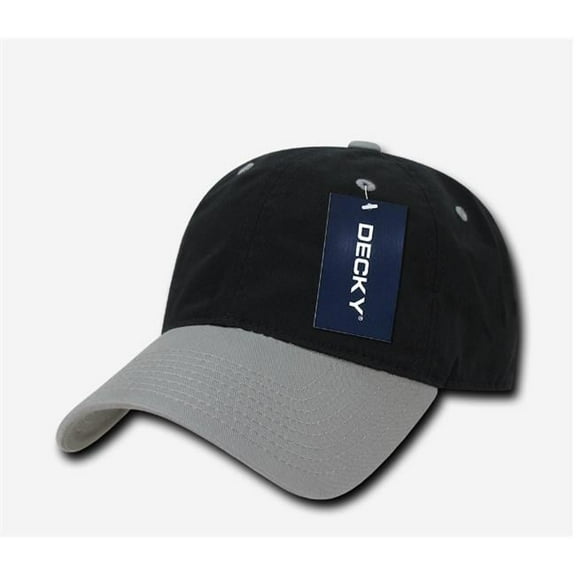 Relaxed Washed Cotton Caps, Black/Gry