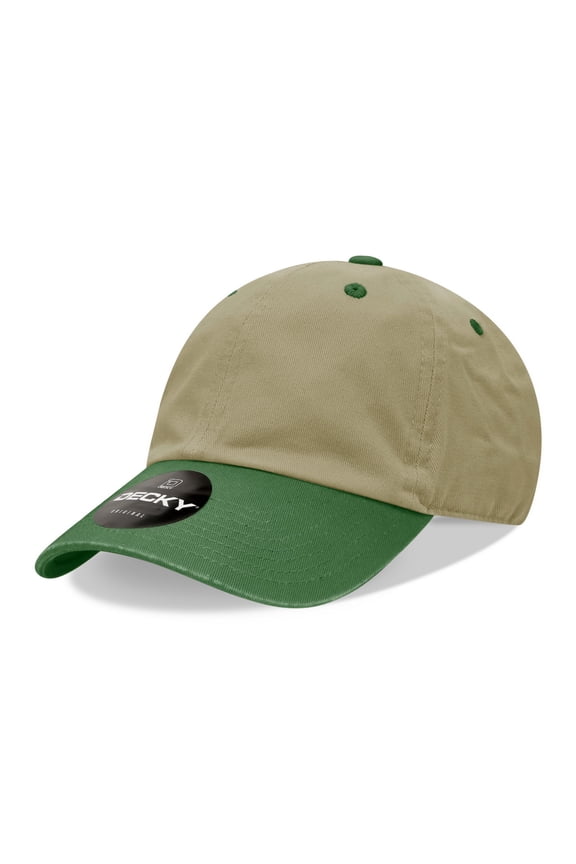 205 6 Panel Low Profile Relaxed Cotton Dad Hat-Khaki/Forest