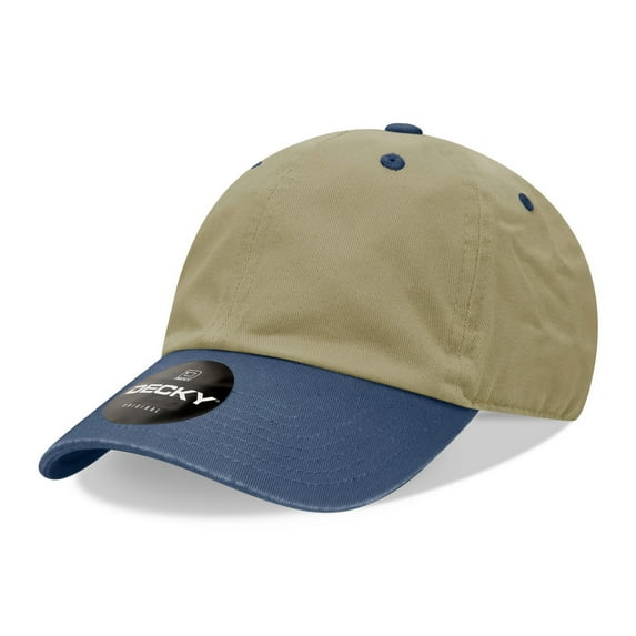 Decky 205 6 Panel Low Profile Relaxed Cotton Dad Hat-Khaki/Navy