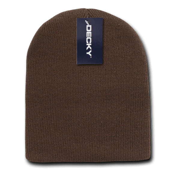 Decky Short Uncuffed Knit Beanies Skull Ski Caps Hats Unisex