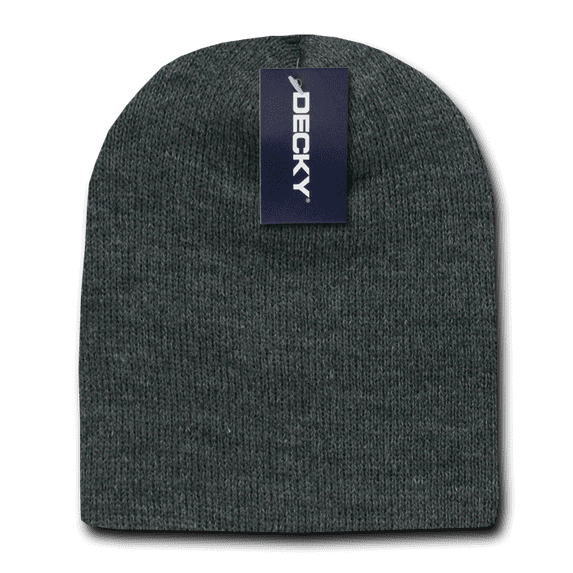 Decky Short Uncuffed Knit Beanies Skull Ski Caps Hats Unisex