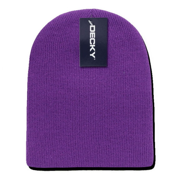 Decky Short Uncuffed Knit Beanies Skull Ski Caps Hats Unisex