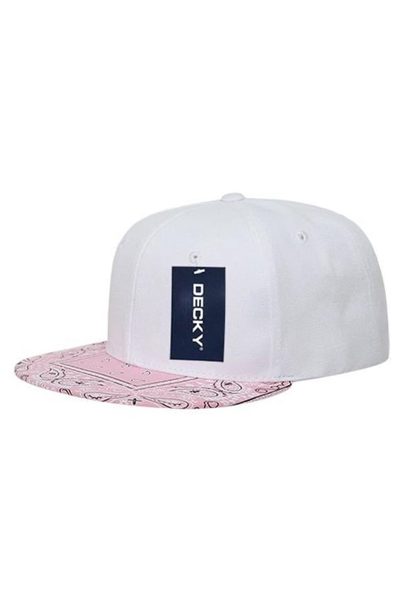 Decky Snapbacks 1093-WHTPNK Bandanna Snapbacks - White with Pink