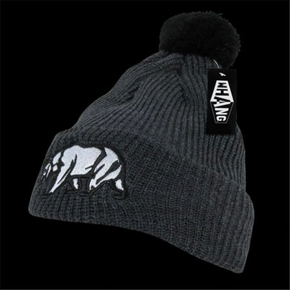 Pom Pom Cali Bear Beanies, H. Charcoal