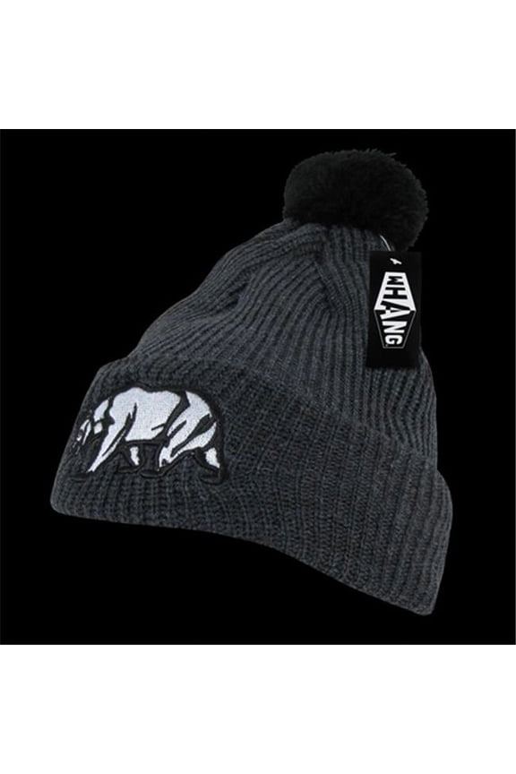 decky w29-hch pom pom california bear beanie, heater charcoal