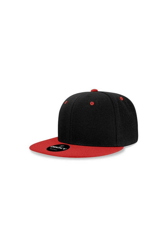 7011 Youth 6 Panel High Profile Structured Acrylic/Polyester Snapback Hat-black/red