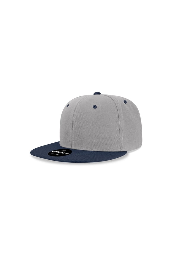 7011 Youth 6 Panel High Profile Structured Acrylic/Polyester Snapback Hat-Grey/Navy