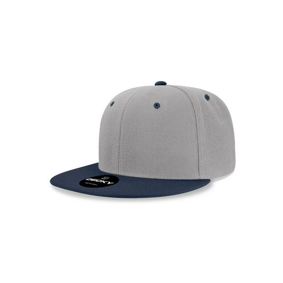 Decky 7011 Youth 6 Panel High Profile Structured Acrylic/Polyester Snapback Hat-Grey/Navy