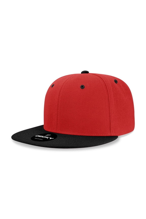 7011 Youth 6 Panel High Profile Structured Acrylic/Polyester Snapback Hat-Red/Black