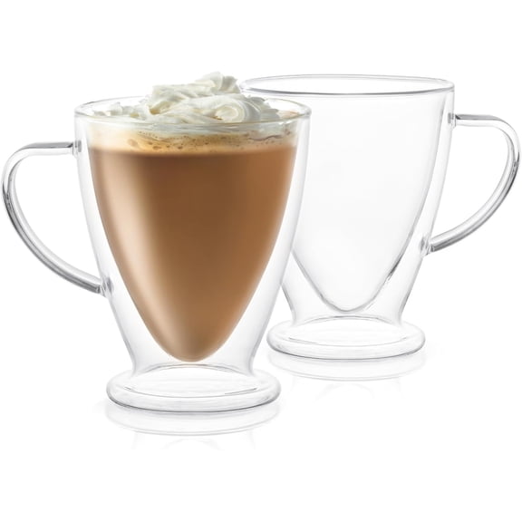Declan Irish Double Wall Insulated Glass Coffee Cups (Set of 2) -15-Ounces