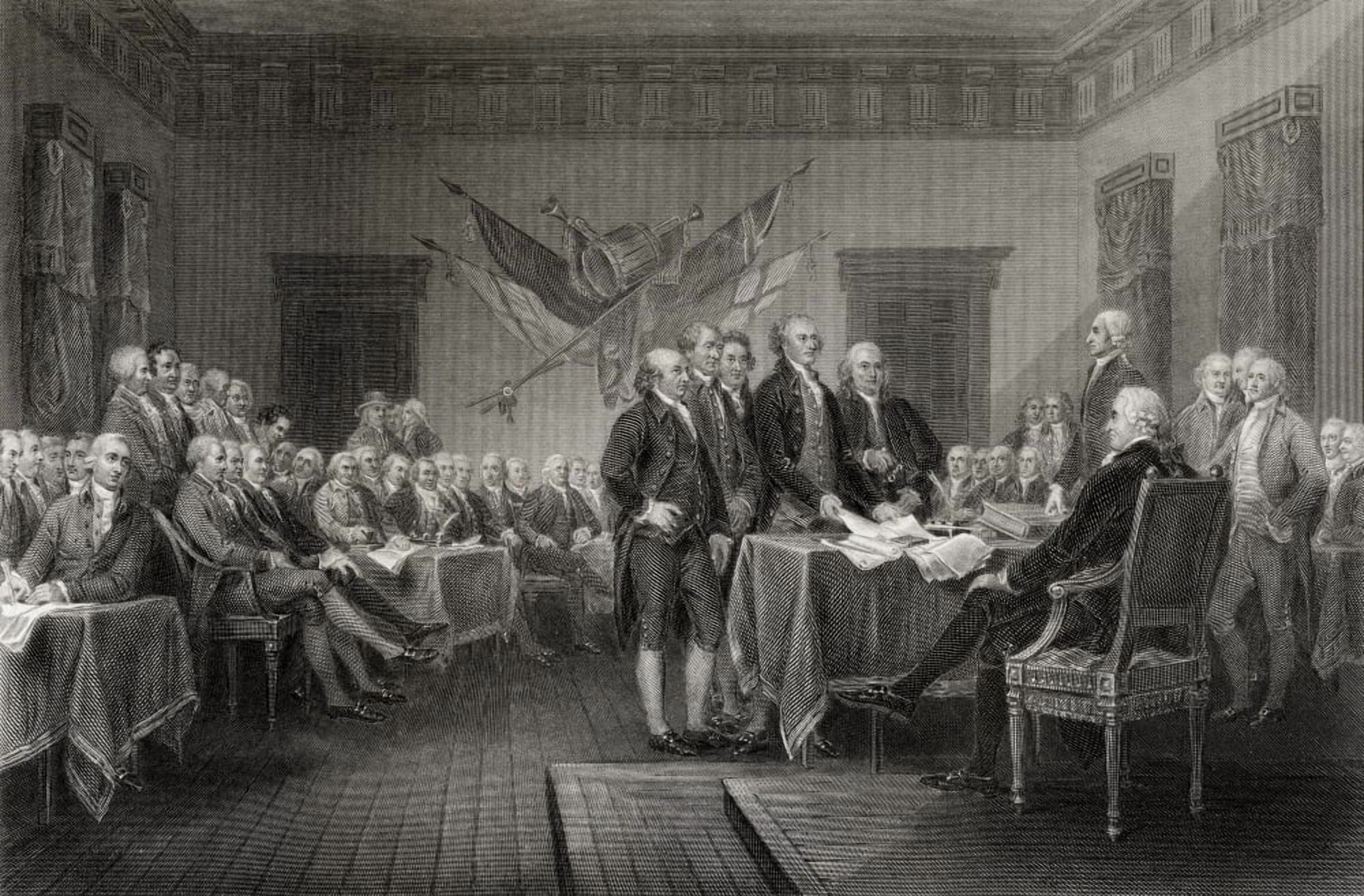 The Declaration Of Independence July 1776 From A 19Th Century Print Engraved By W Greatbach After J Trumbull Canvas Art - Ken Welsh Design Pics (34 x 22)