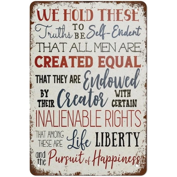 Declaration Independence Patriotic Subway Art 4th Metal Sign 12 x 8 Inch Vintage Wall Decor